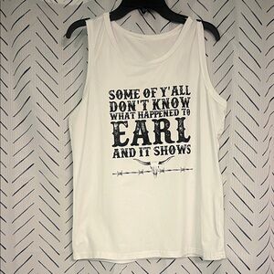 SHEIN White Tank Top with Black Graphic